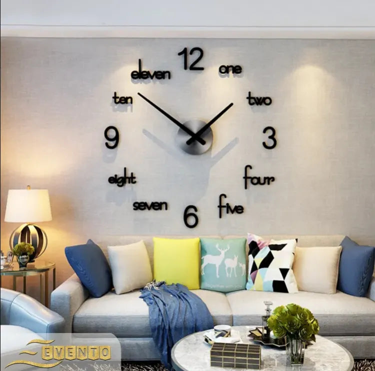 EVENTO Wall Clock 3D 24 inch Wooden Watch DIY Design Decoration Small & Large Numeral Quartz For Home Decor Living Room And Offices And For Gifts