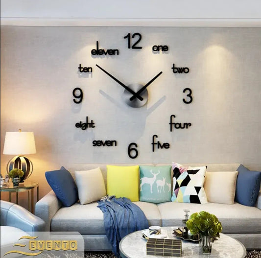 EVENTO Wall Clock 3D 24 inch Wooden Watch DIY Design Decoration Small & Large Numeral Quartz For Home Decor Living Room And Offices And For Gifts